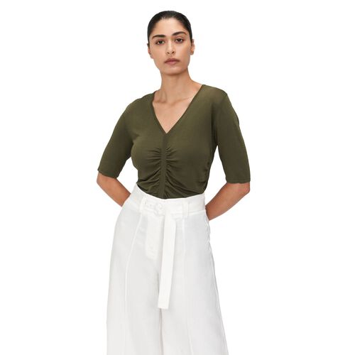 Veronika Maine V-Neck Ruched Knit